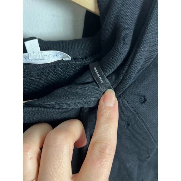 Helmut Lang Distressed Black Hoodie Long Sleeve Minimalist 100% Cotton Size Med - Picture 4 of 7